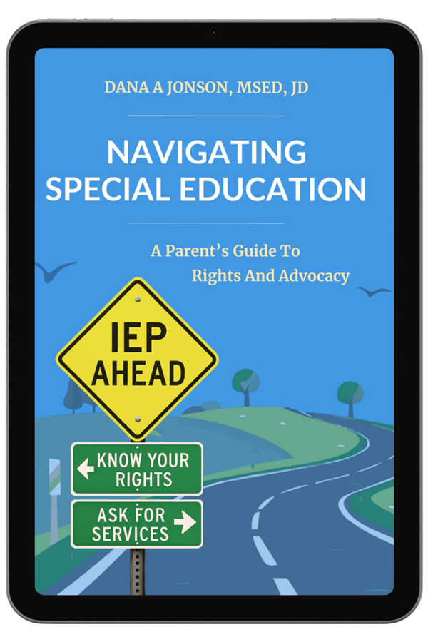 Navigating Special Education by Dana Jonson, shown on a tablet