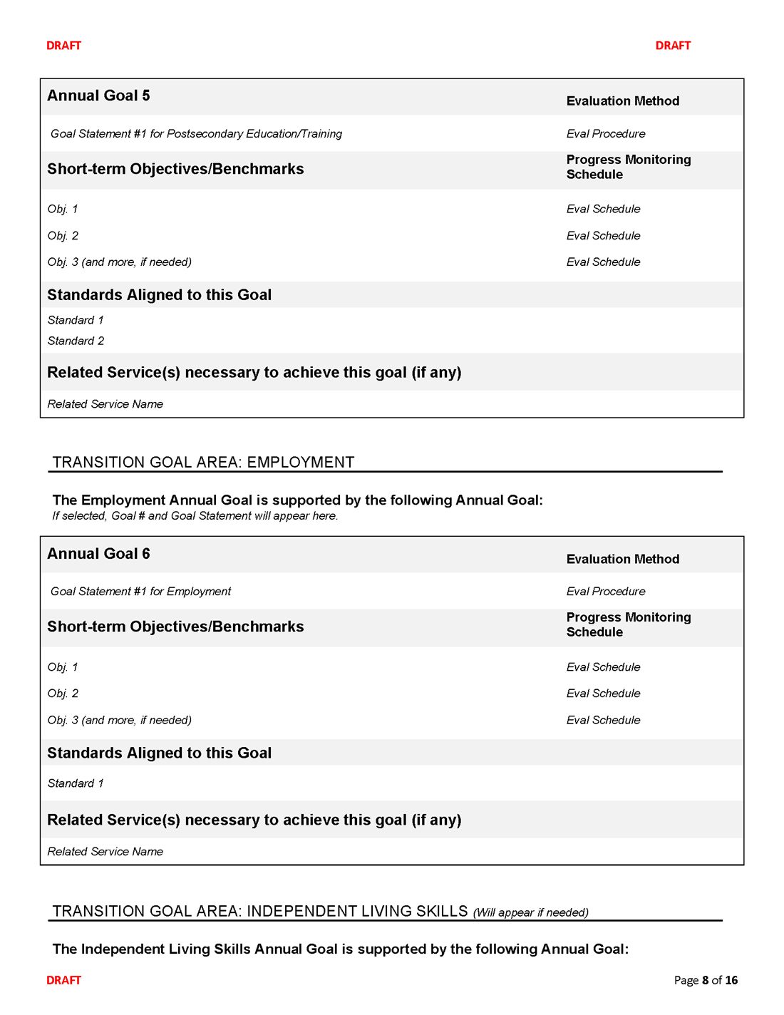 Connecticut IEP form, page 8 of 16