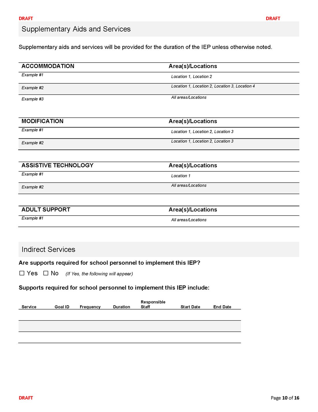 Connecticut IEP form, page 10 of 16