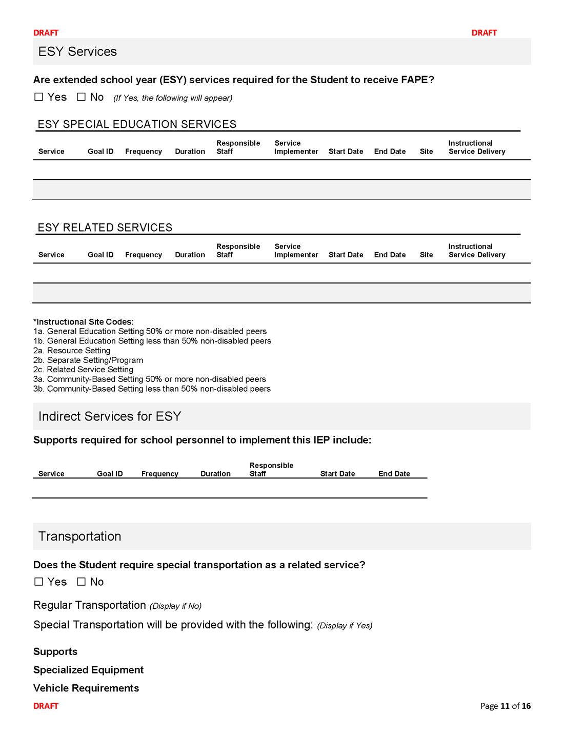 Connecticut IEP form, page 11 of 16