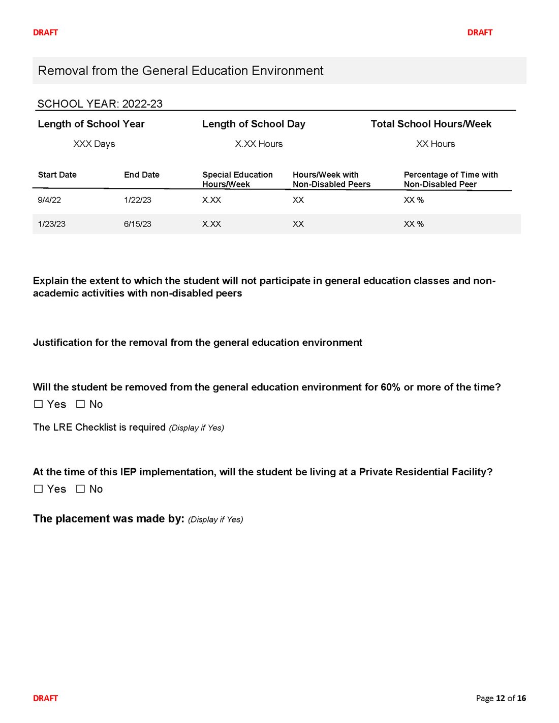 Connecticut IEP form, page 12 of 16