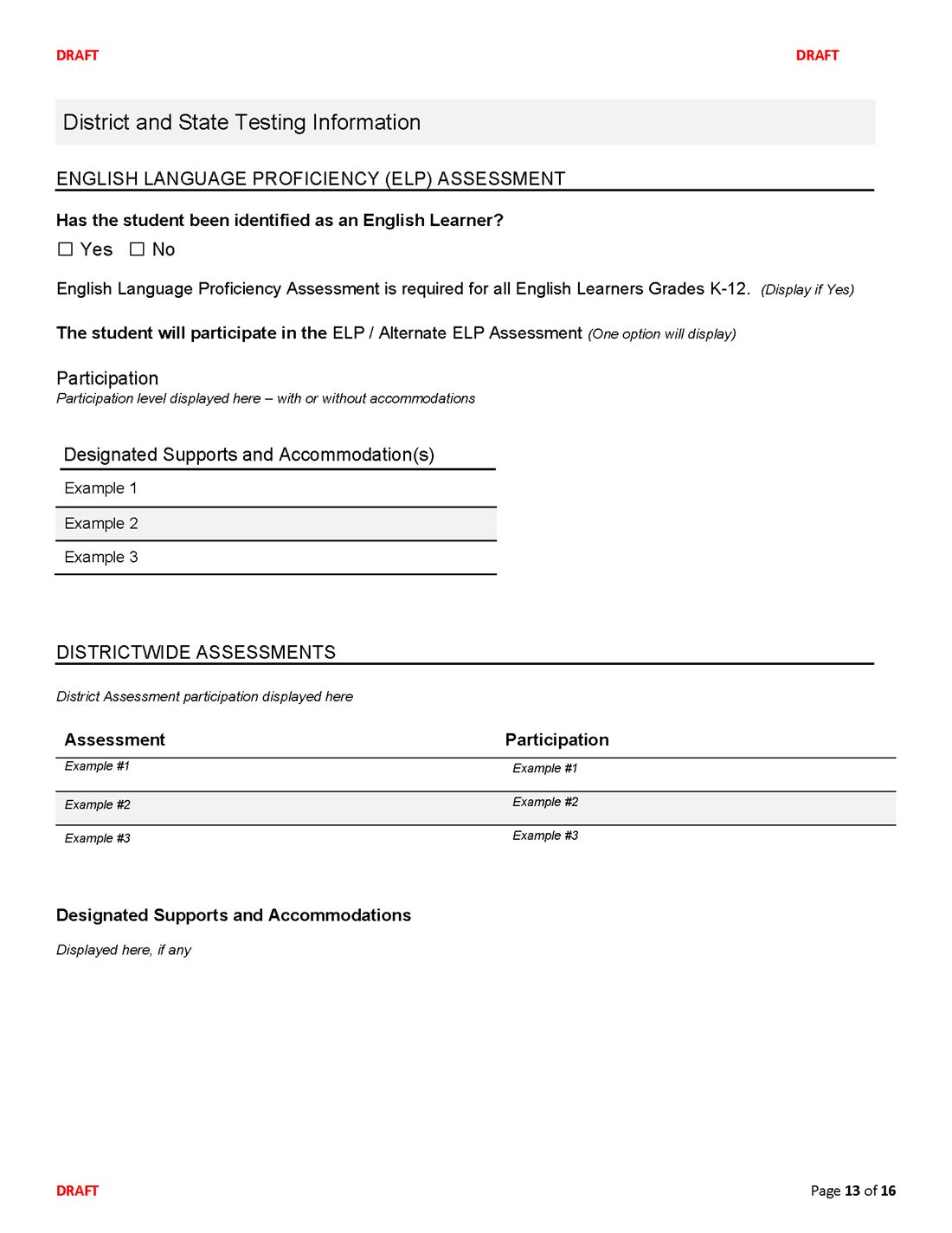 Connecticut IEP form, page 13 of 16