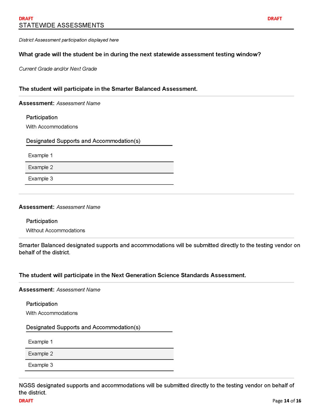 Connecticut IEP form, page 14 of 16