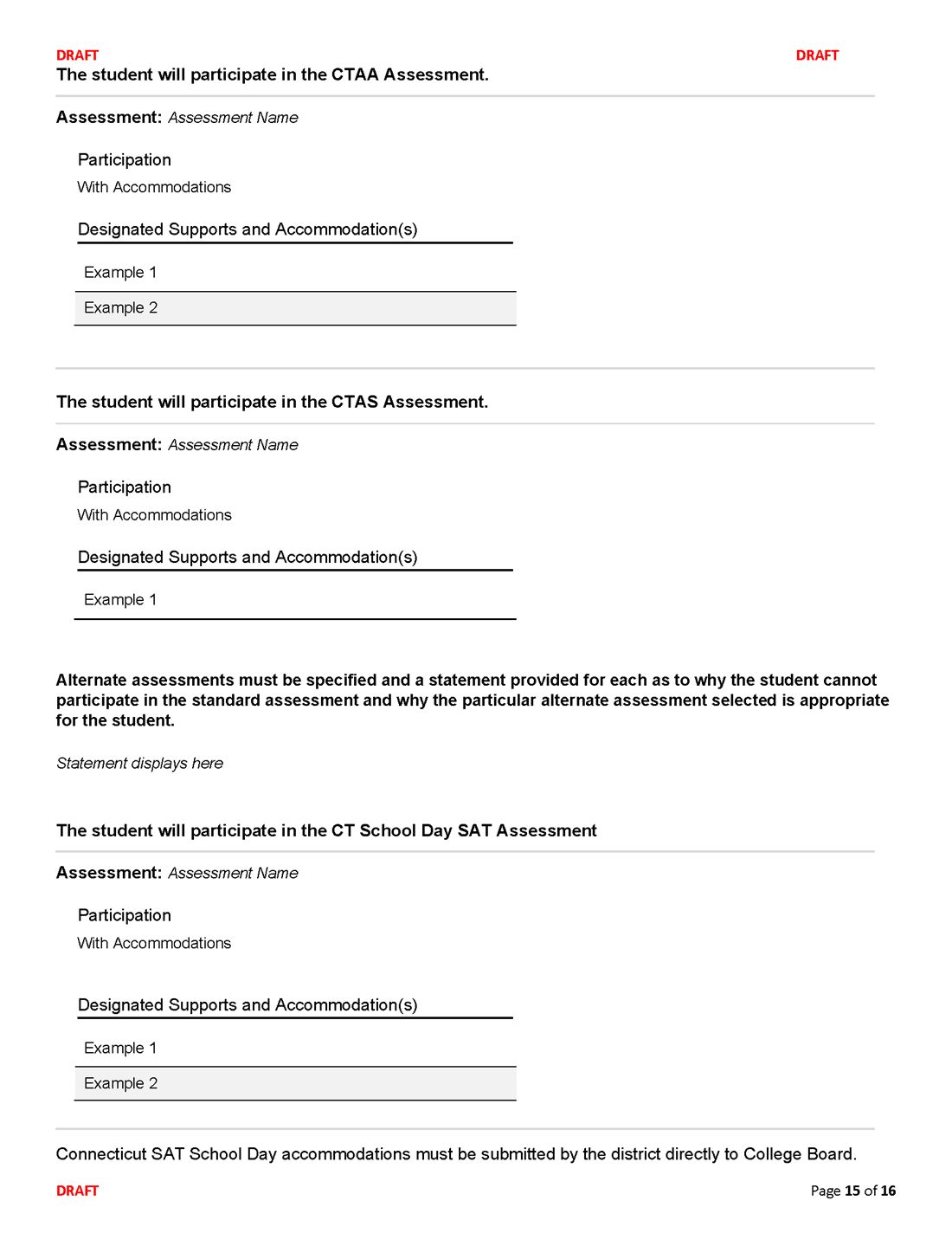 Connecticut IEP form, page 15 of 16
